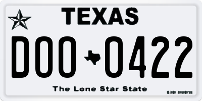 TX license plate DOO0422
