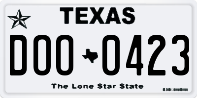 TX license plate DOO0423