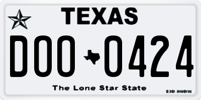 TX license plate DOO0424