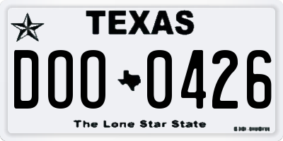 TX license plate DOO0426