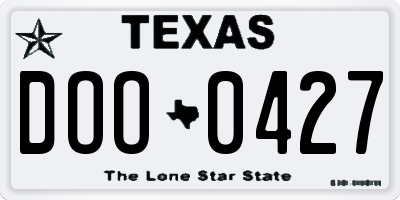 TX license plate DOO0427