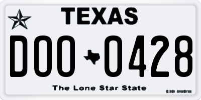 TX license plate DOO0428