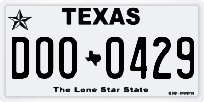 TX license plate DOO0429