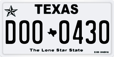 TX license plate DOO0430