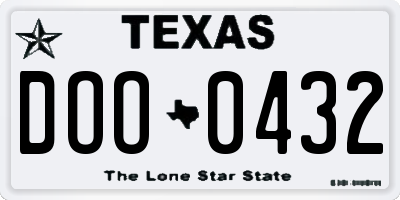 TX license plate DOO0432