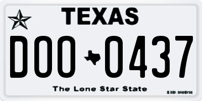 TX license plate DOO0437