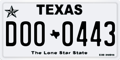 TX license plate DOO0443
