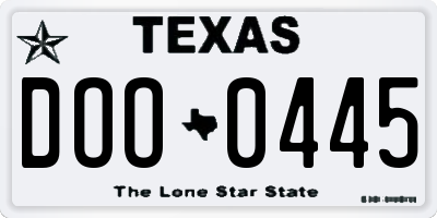 TX license plate DOO0445