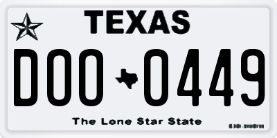 TX license plate DOO0449