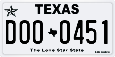 TX license plate DOO0451