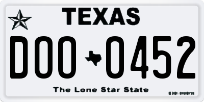 TX license plate DOO0452