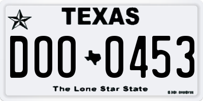 TX license plate DOO0453