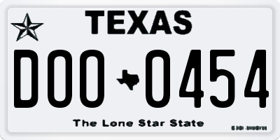 TX license plate DOO0454
