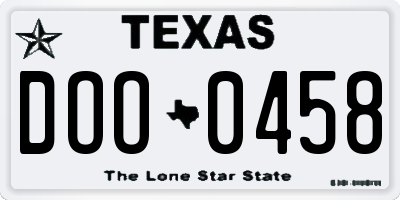 TX license plate DOO0458