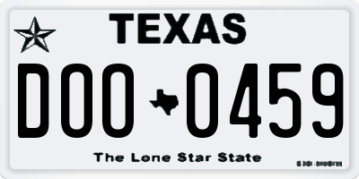 TX license plate DOO0459