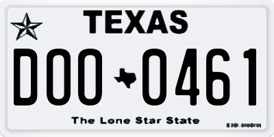 TX license plate DOO0461