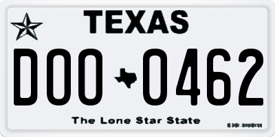 TX license plate DOO0462