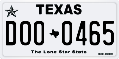 TX license plate DOO0465