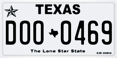 TX license plate DOO0469