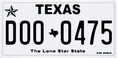 TX license plate DOO0475