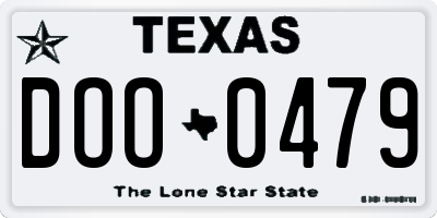 TX license plate DOO0479