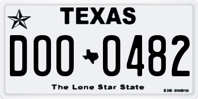 TX license plate DOO0482