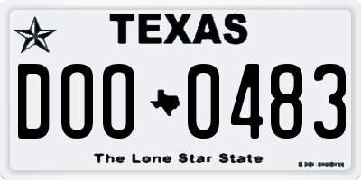 TX license plate DOO0483