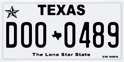 TX license plate DOO0489
