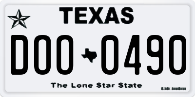 TX license plate DOO0490