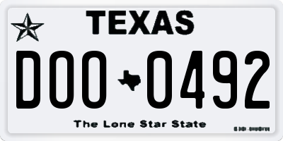 TX license plate DOO0492