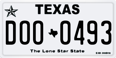 TX license plate DOO0493