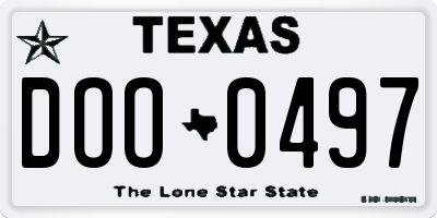 TX license plate DOO0497