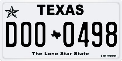 TX license plate DOO0498