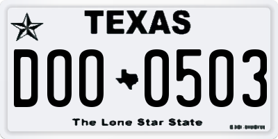 TX license plate DOO0503