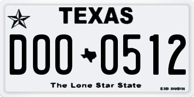 TX license plate DOO0512