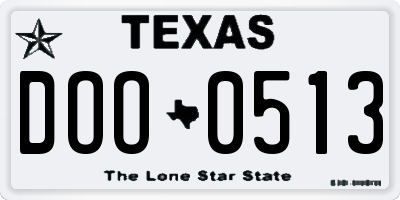 TX license plate DOO0513