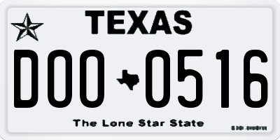TX license plate DOO0516
