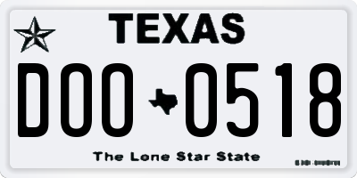 TX license plate DOO0518