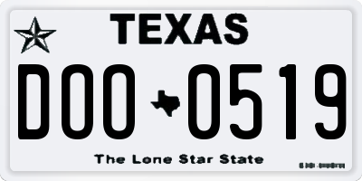 TX license plate DOO0519