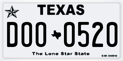 TX license plate DOO0520