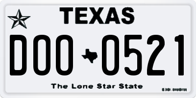 TX license plate DOO0521