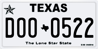 TX license plate DOO0522