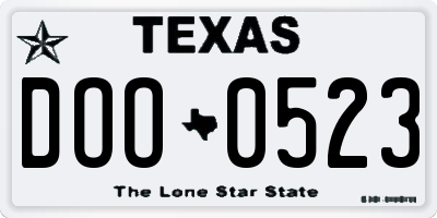 TX license plate DOO0523