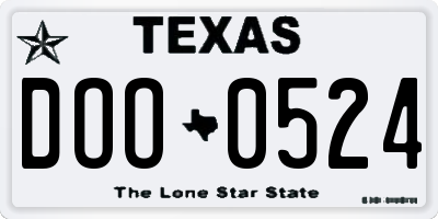 TX license plate DOO0524