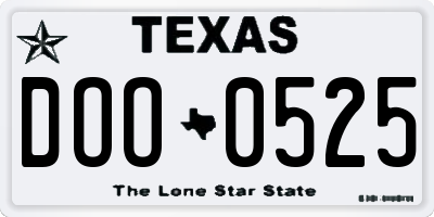 TX license plate DOO0525