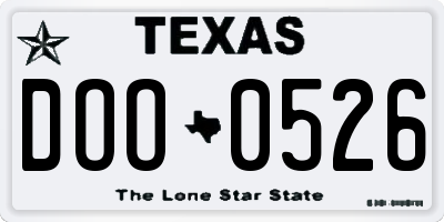 TX license plate DOO0526