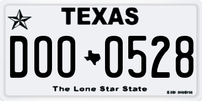 TX license plate DOO0528