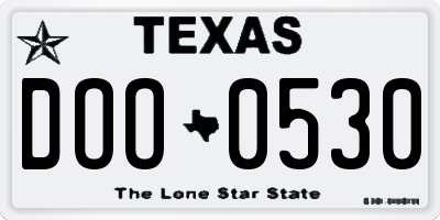 TX license plate DOO0530