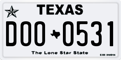 TX license plate DOO0531