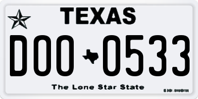 TX license plate DOO0533